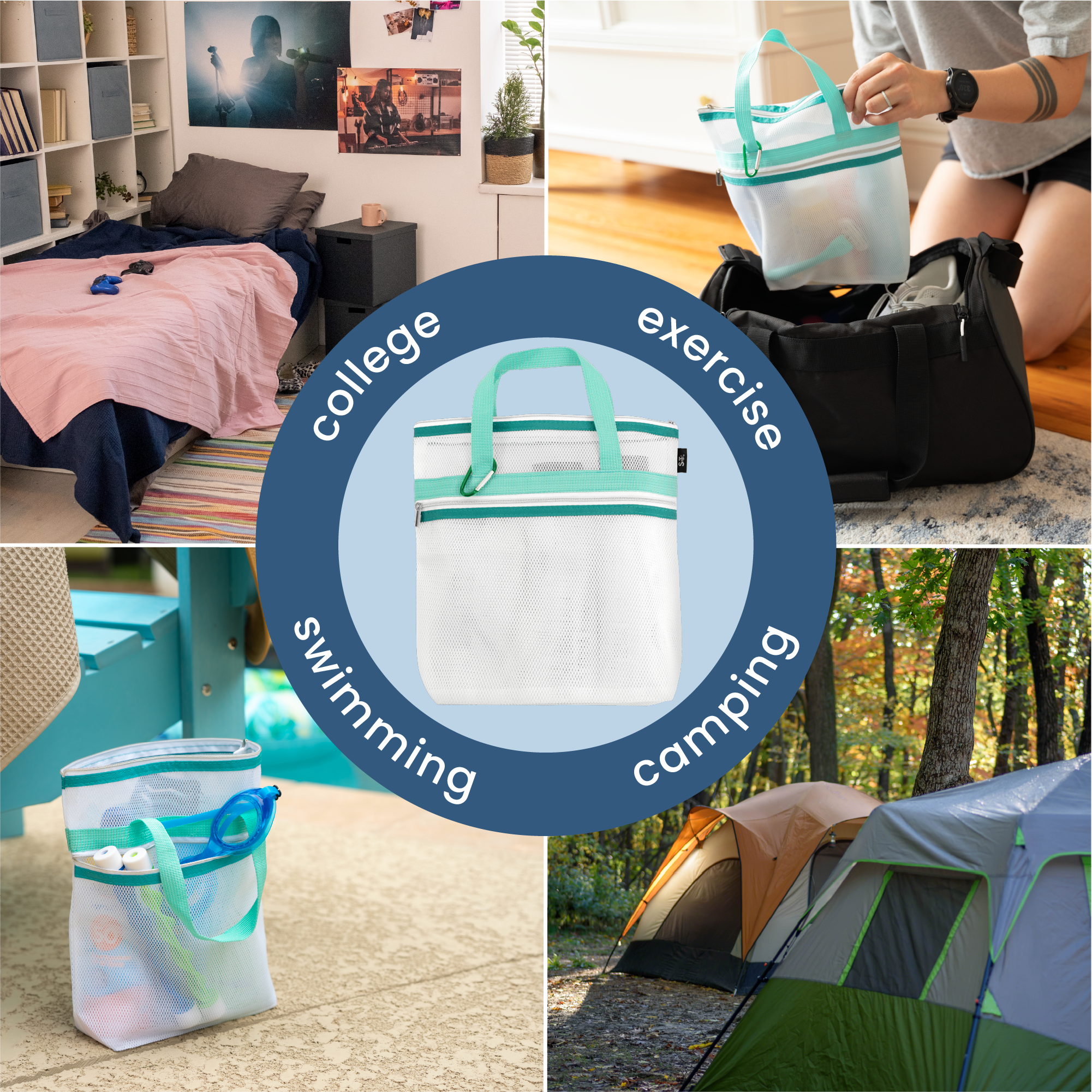 mesh shower tote