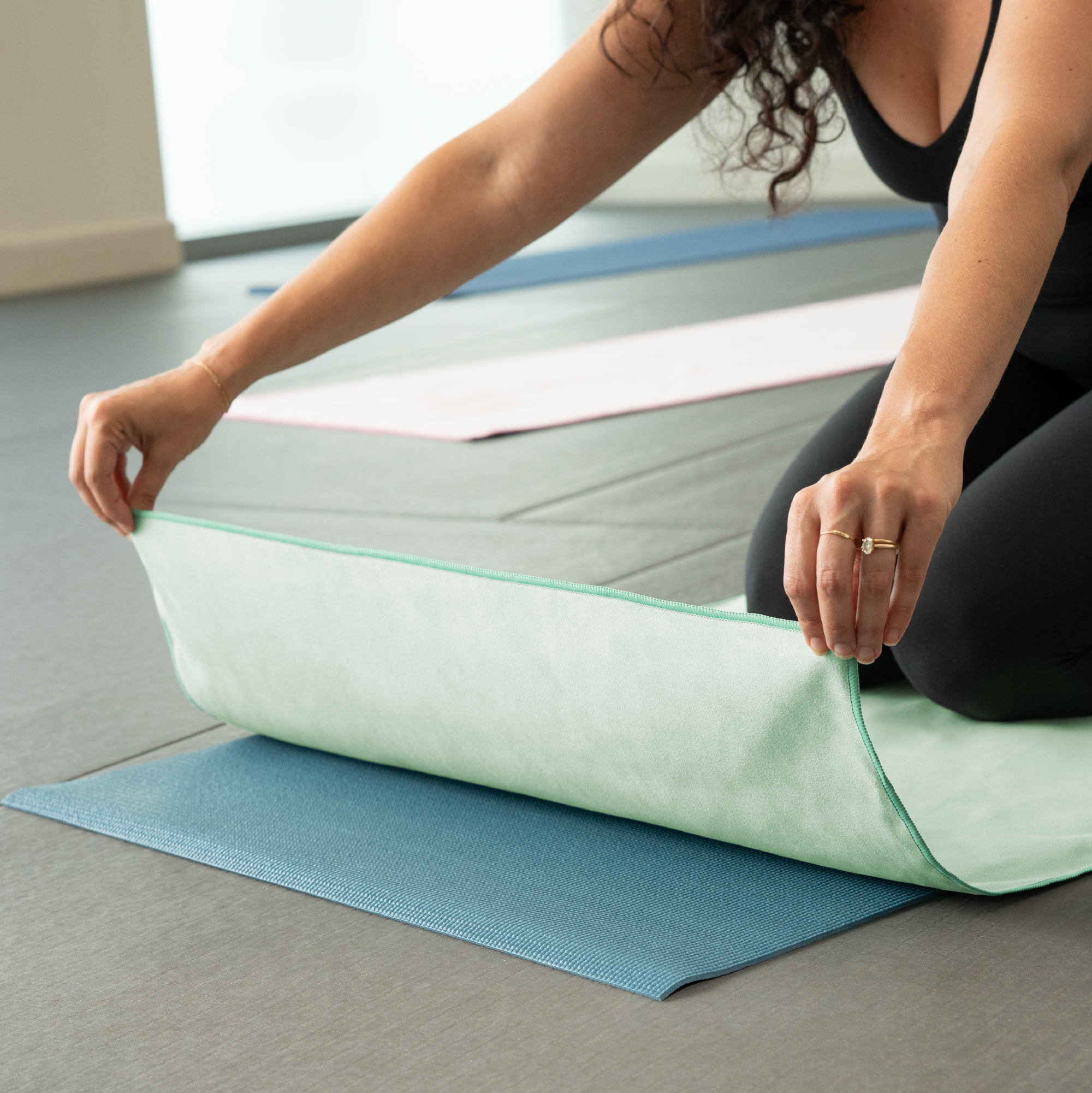 suede microfiber yoga mat towels 2 pack