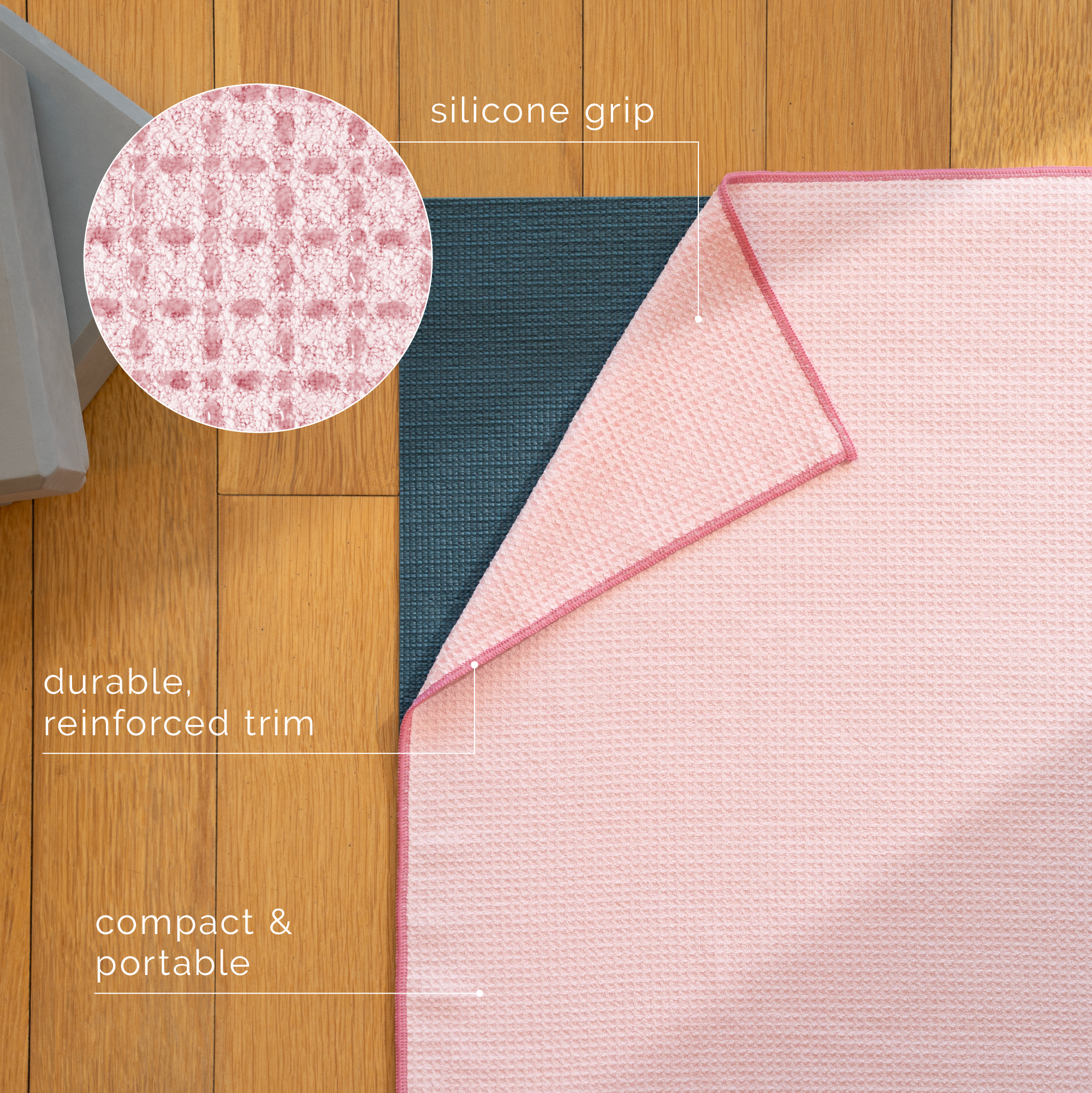 yoga mat towel with silicone grip 2 pack