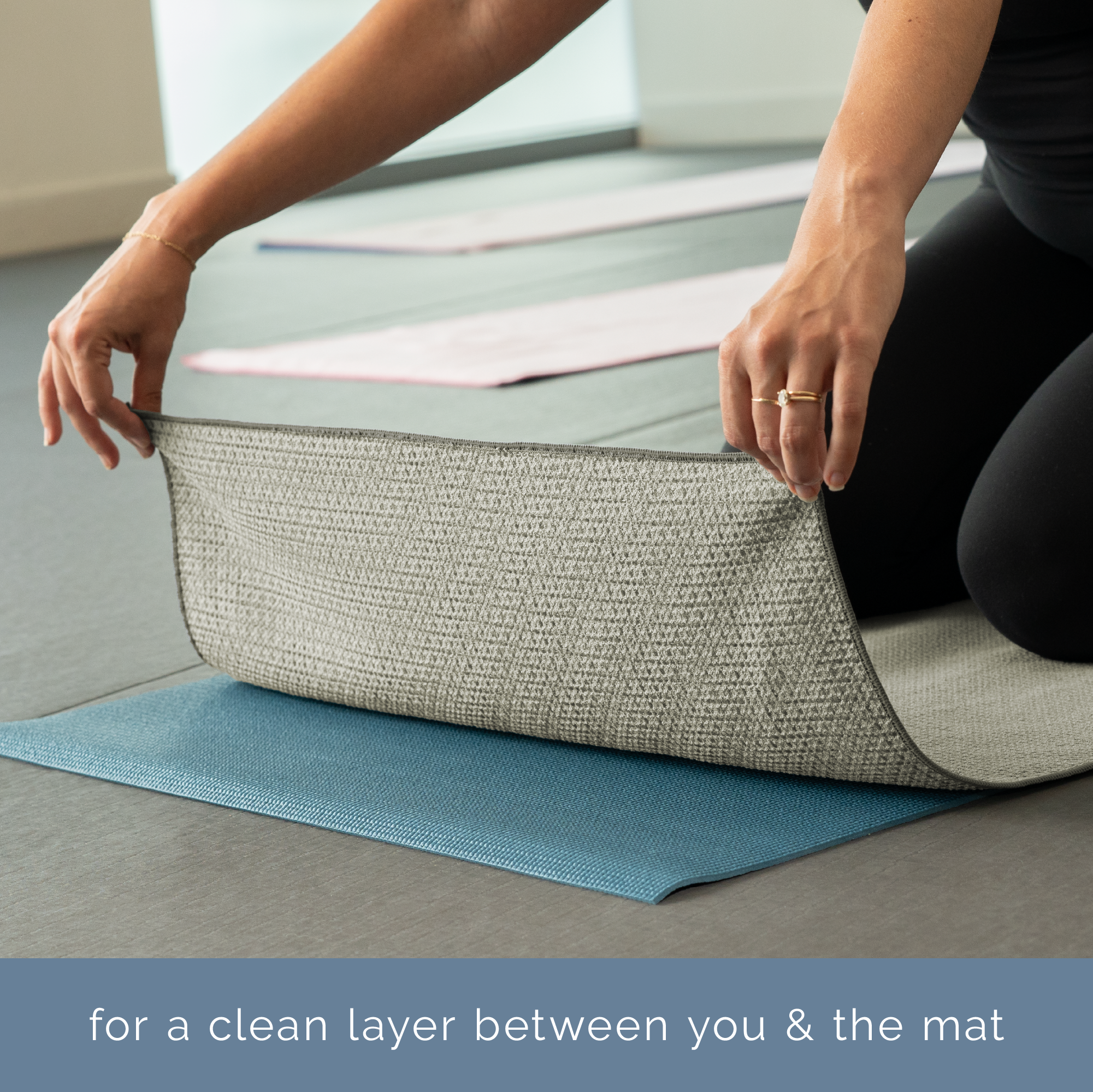 yoga mat towel with silicone grip 2 pack
