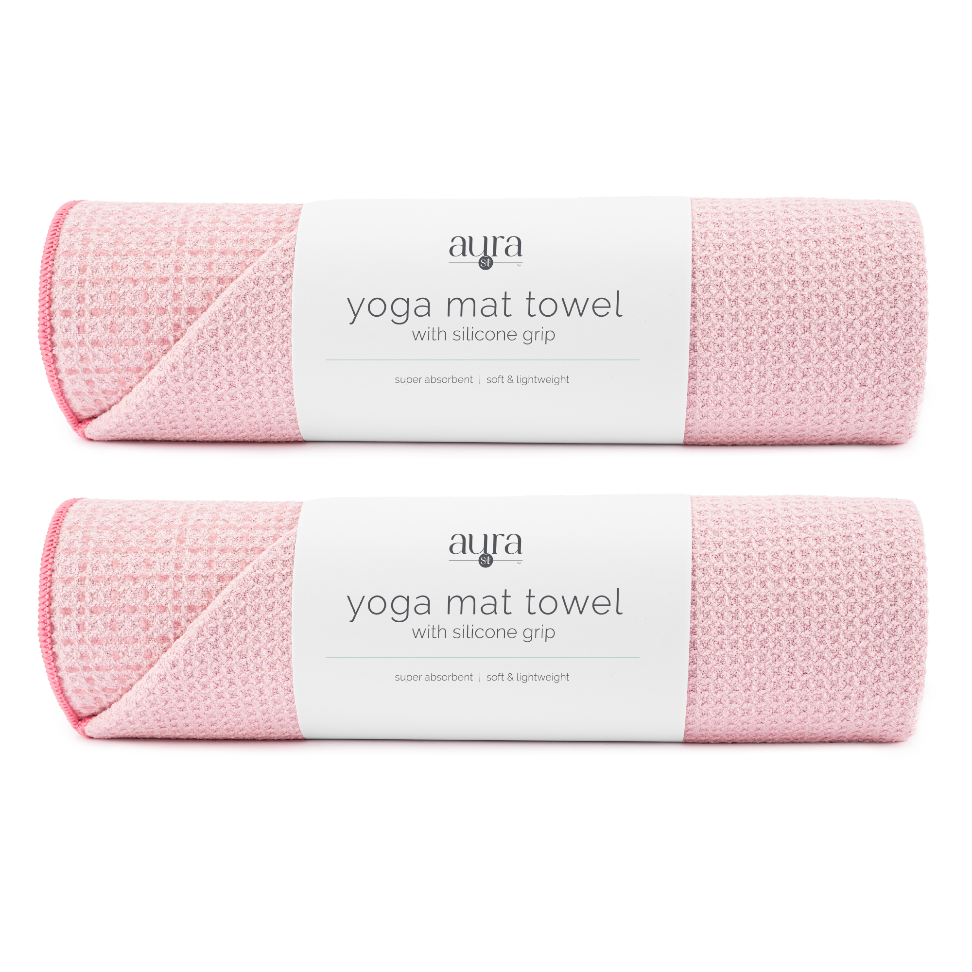 yoga mat towel with silicone grip 2 pack