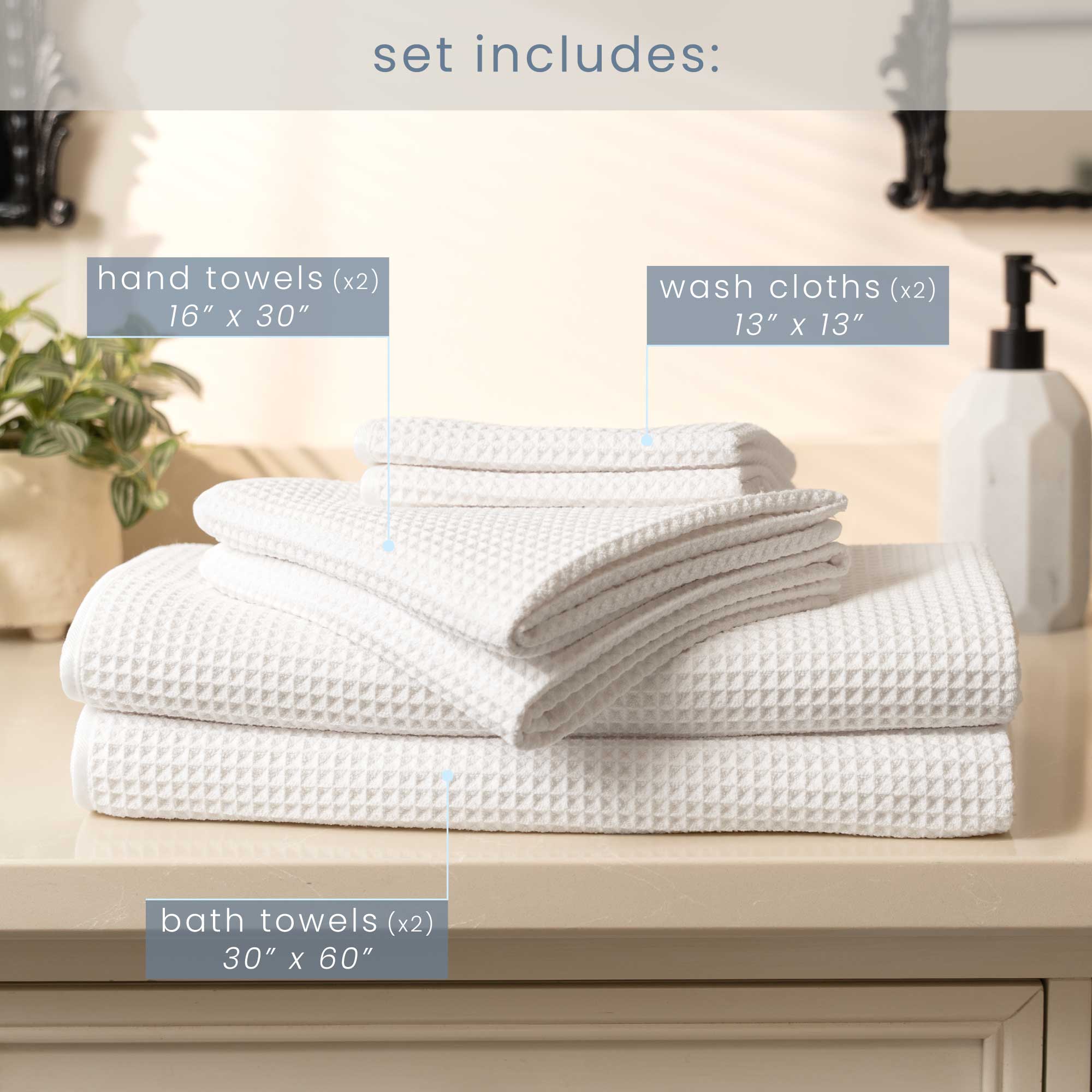 waffle bath towel set
