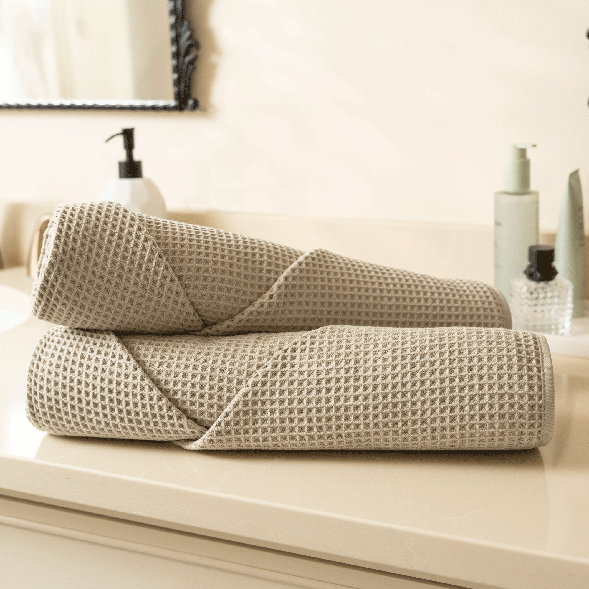 waffle bath towels