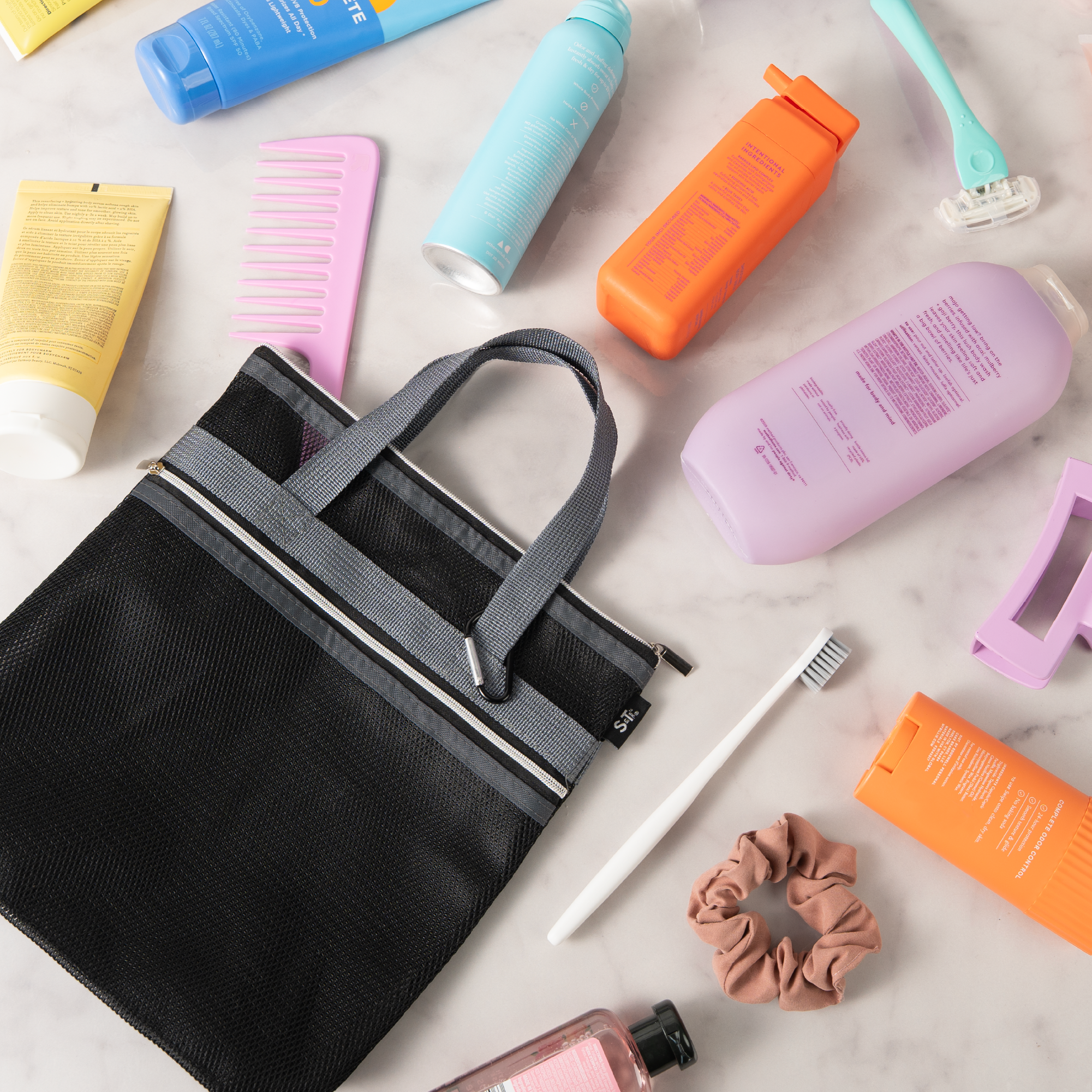 mesh shower tote