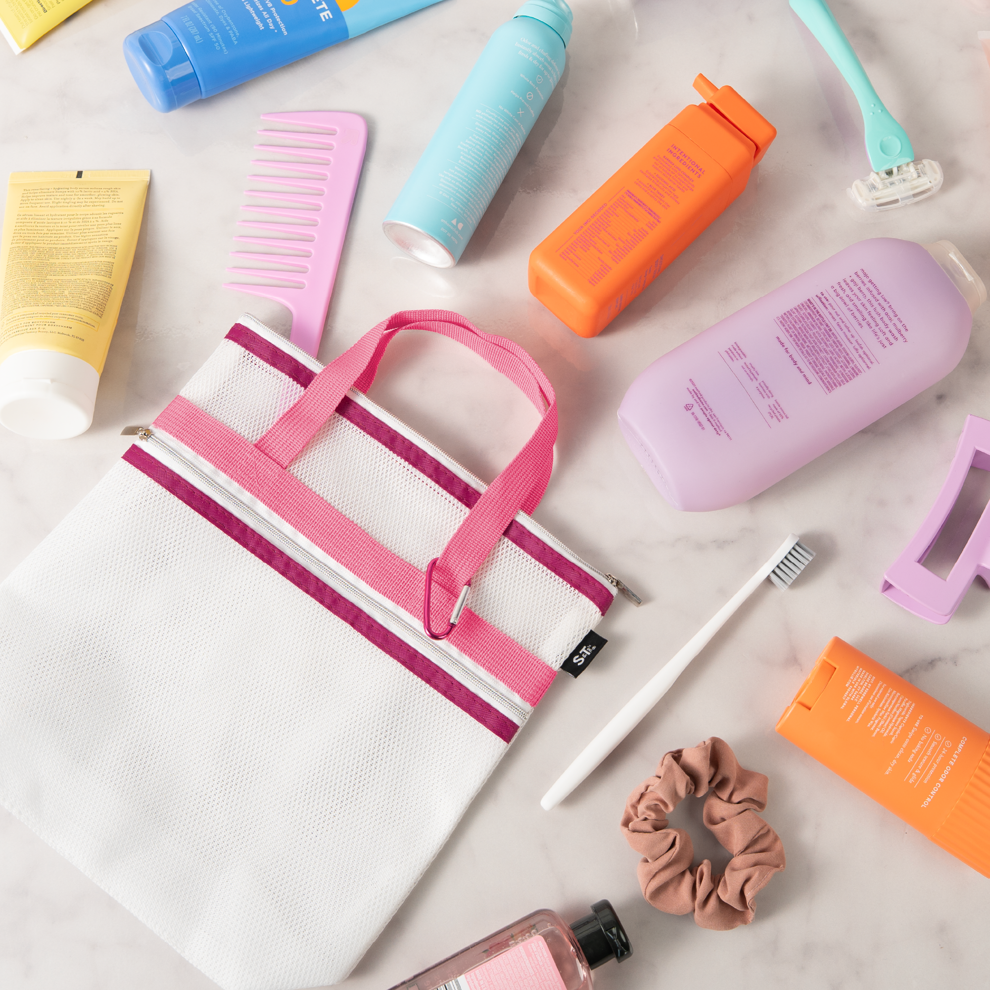 mesh shower tote