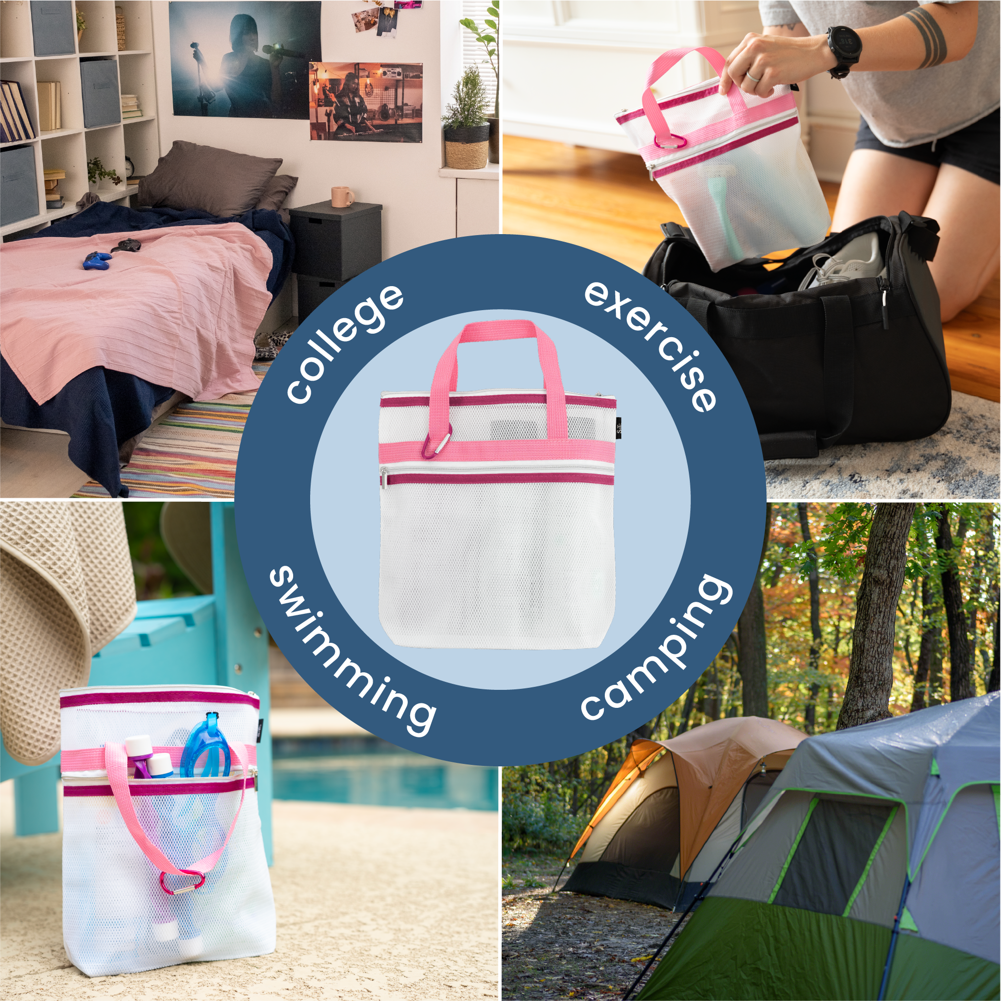 mesh shower tote