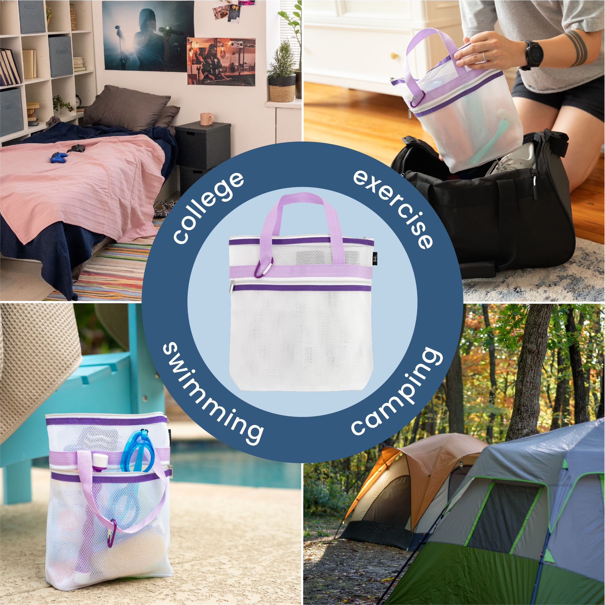 mesh shower tote