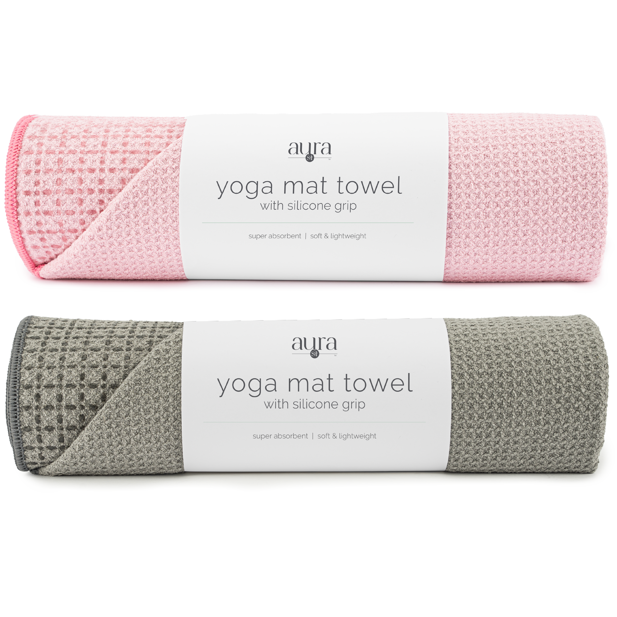 yoga mat towel with silicone grip 2 pack