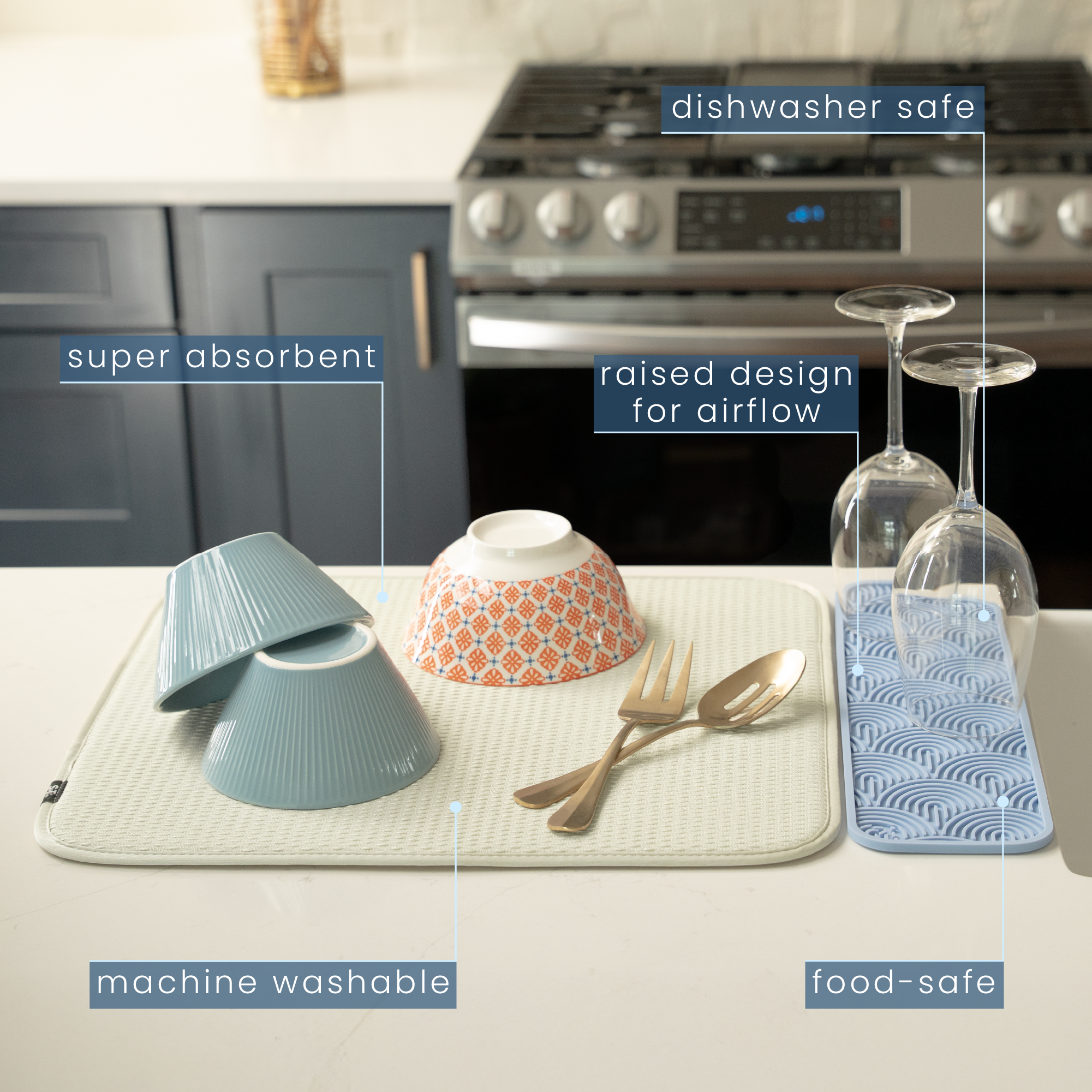 diamond dish drying mat + silicone mat